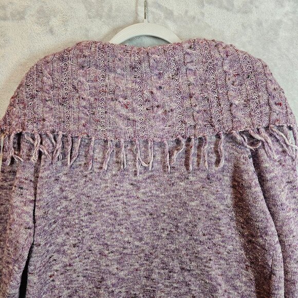 Colette Marled Knit Fringe Cowl Womens XL Purple Sweater Career career Preppy - Picture 9 of 10